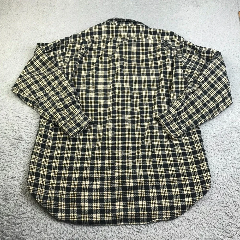 Polo Ralph Lauren Lowell Sport Shirt Men L Black Plaid Cotton Flannel Vintage